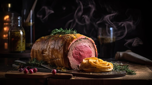 Beef Wellington a steak dish of English origin made out of fillet steak