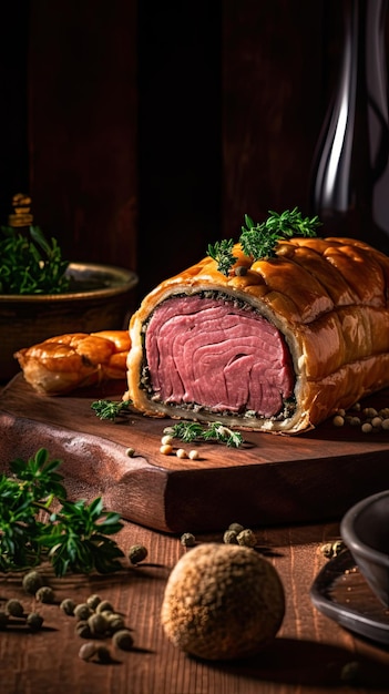 Beef Wellington a steak dish of English origin made out of fillet steak