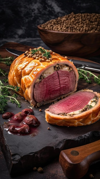 Beef Wellington a steak dish of English origin made out of fillet steak