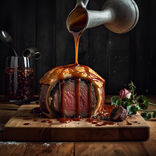 Beef Wellington a steak dish of English origin made out of fillet steak