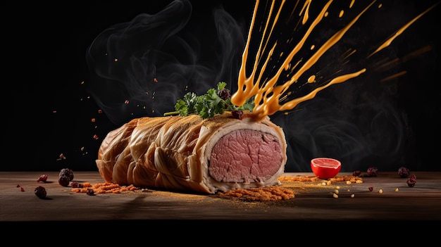 Beef Wellington a steak dish of English origin made out of fillet steak