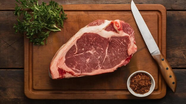 Beefsteak on cutting board