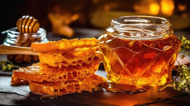 beehive honey on the table