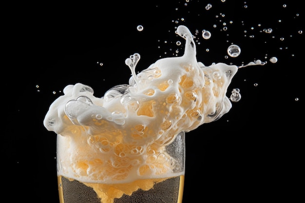 Beer and bubble foam