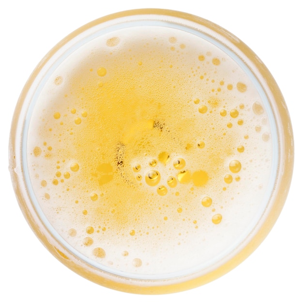 Beer bubbles in Glass of light beer