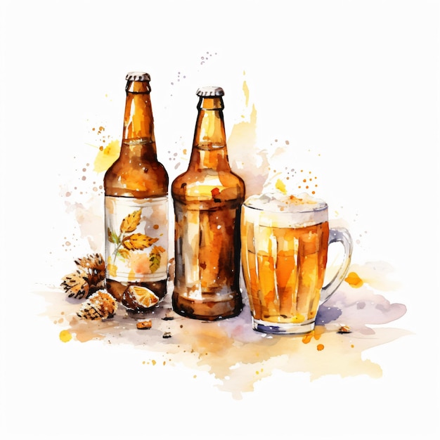 Beer celebrate watercolor clipart