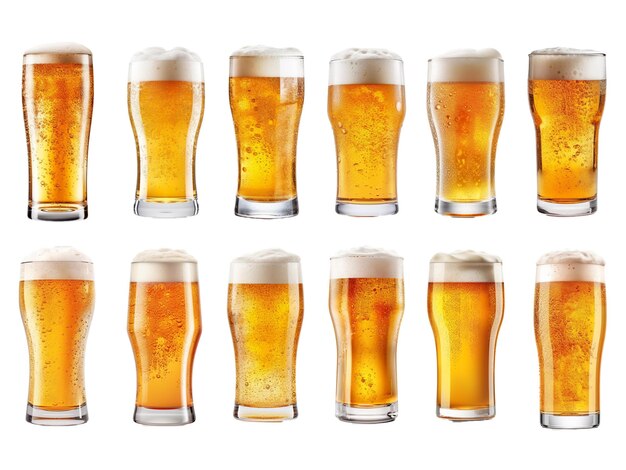 Beer collection isolated on white background with AI generated