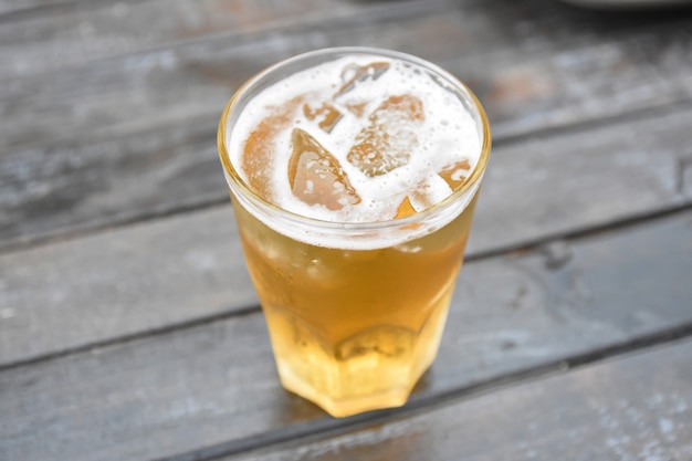 Beer for drink on wooden table