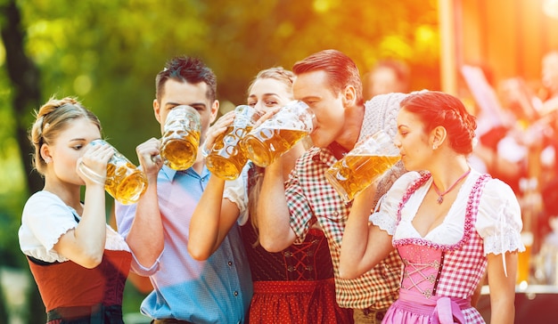 In Beer garden - friends in front of band