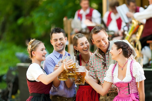 In Beer garden - friends in front of band