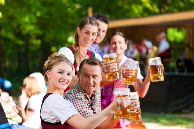 In Beer garden - friends in front of band