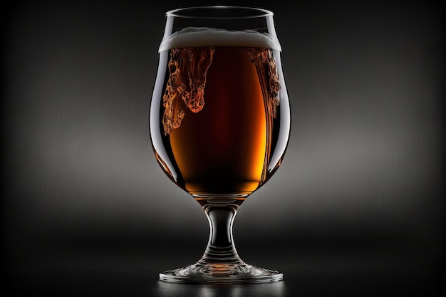 Beer glass against a dark background