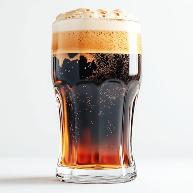 Photo beer in glass on white background