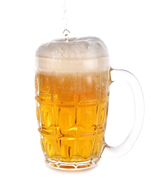 Beer glass with a handle with white on