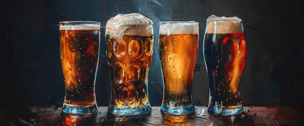 Beer Glasses Bold Patterns Intricate Details International Beer Day Background