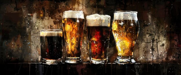 Beer Glasses Vibrant Textures Intricate Designs International Beer Day Background