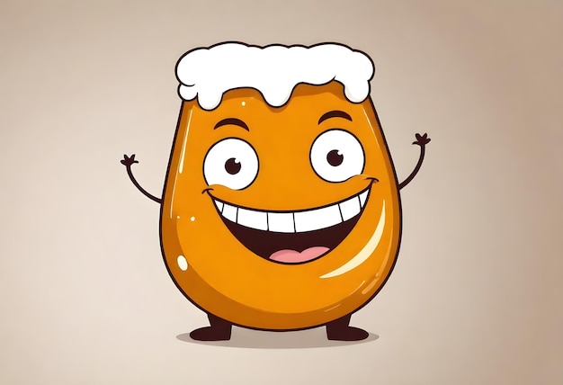 Beer mug mascot character Retro cartoon style Vector illustration