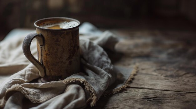 Beer mug resting on a rustic wooden table