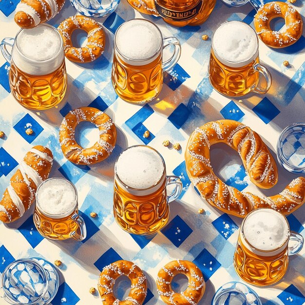 Photo beer and pretzel pattern