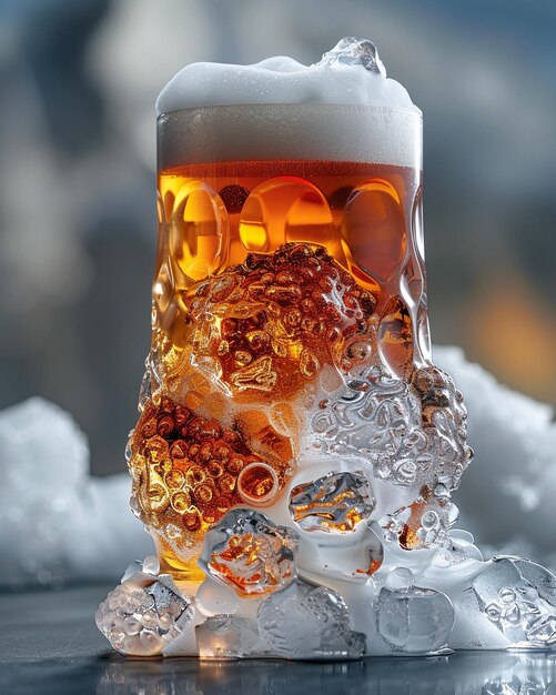 A Beer Served In Chilled IceSculpted Glass Wallpaper