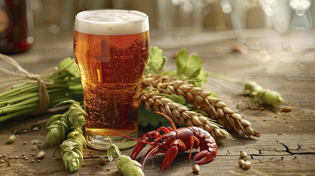 Beer with crawfish Generative AI