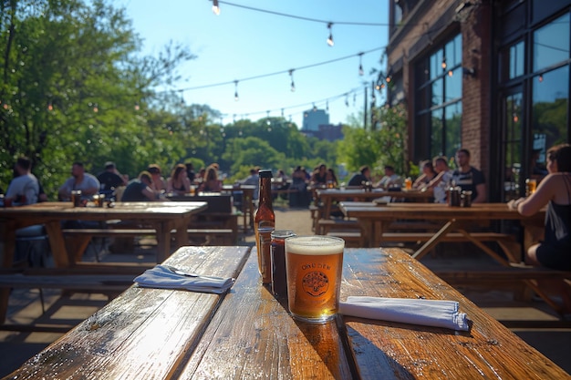 Beer on Wooden Table