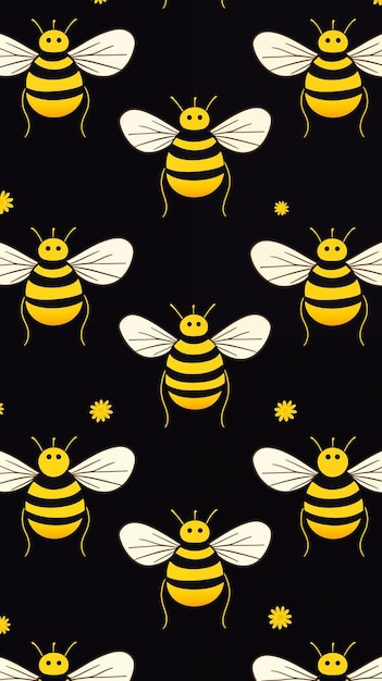 bees on a black background