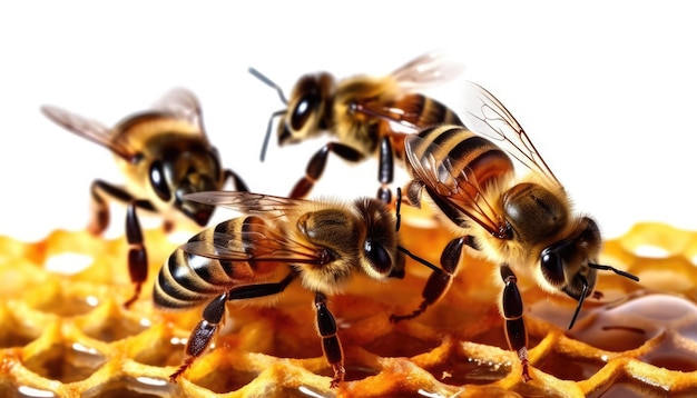 The bees can be shown busy at work flying in and out of the hive