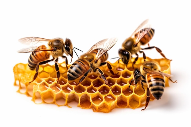 Bees on a honeycomb with the word honey on it