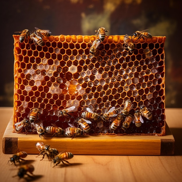 bees work on laying propolis in a hive honey bees work in the hiveAI Generative AI