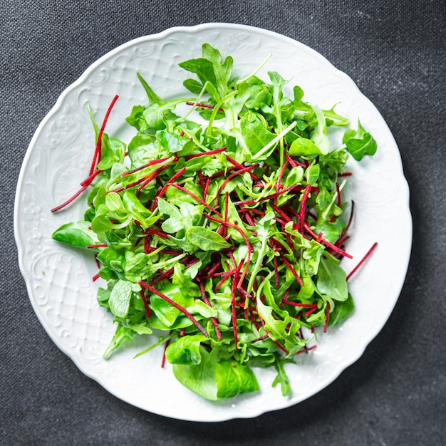 beet salad green leaves mix beetroot mache leaves cress fresh healthy meal food snack diet