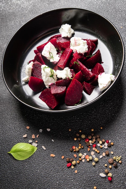 beet salad soft cheese beetroot meal food snack on the table copy space food background