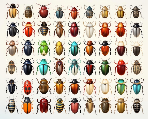 Beetle classification flat design front view taxonomy water color Splitcomplementary color scheme