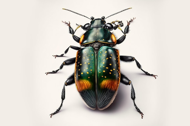 Beetle insect isolated on clean background digital painting artwork