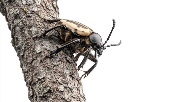 Photo a beetle is on a tree and a sign that says quot bug quot