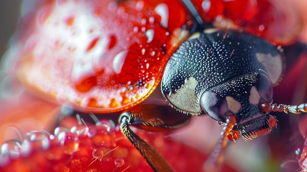 Photo a beetle with drops of water on its face