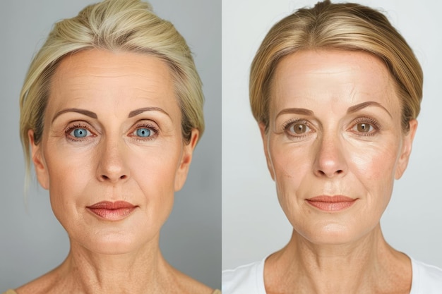 Before and after facial rejuvenation treatments