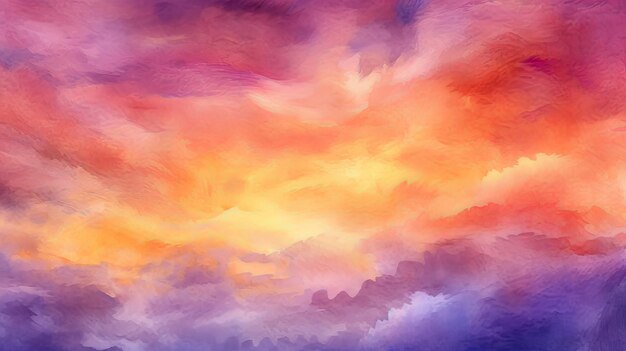 To begin with watercolor establishment nightfall sky orange purple Illustration AI Generated