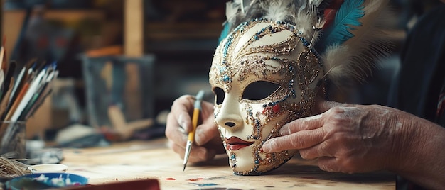 Photo behindthescenes look at a mardi gras maskmaking workshop