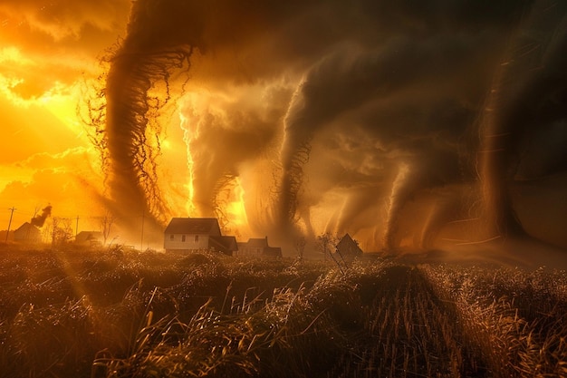 Behold the surreal imagery of tornadoes swirling a generative ai