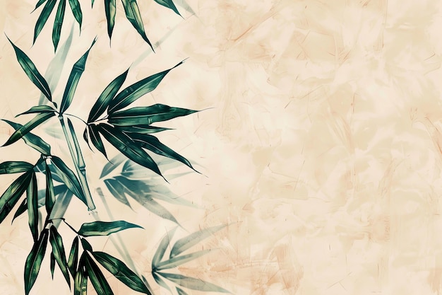 beige background with bamboo leaves