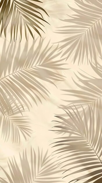 Beige background with shadow and palm leaves