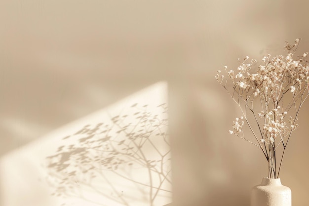 beige background with soft shadows from plants suitable for product display