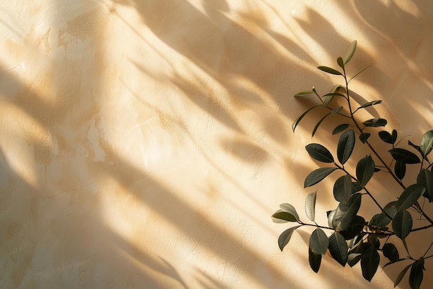 beige background with soft shadows from plants suitable for product display