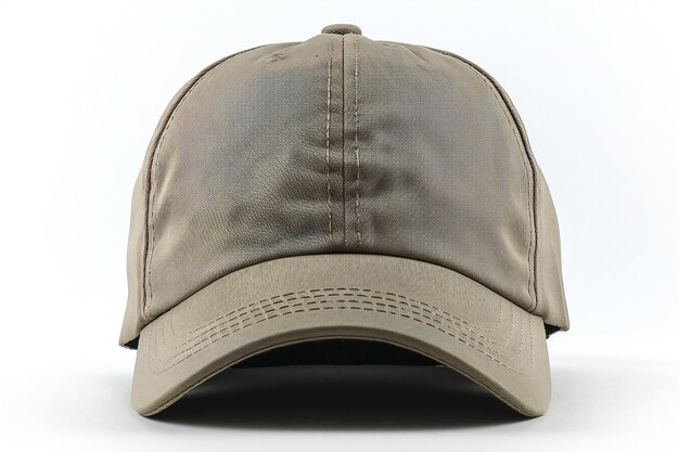 Photo beige baseball cap on white background flat lay the hat is made of solid beige fabric with no desi