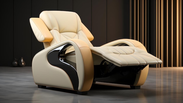 Beige Colored Leather Massage Chair In Futuristic Style