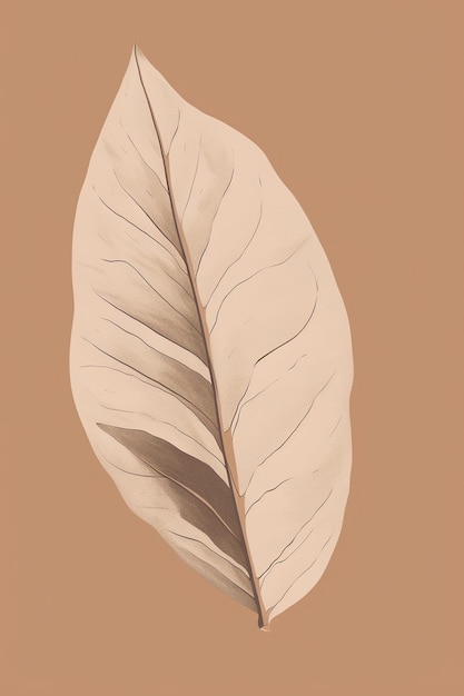 A beige leaf with a black line drawn on it.