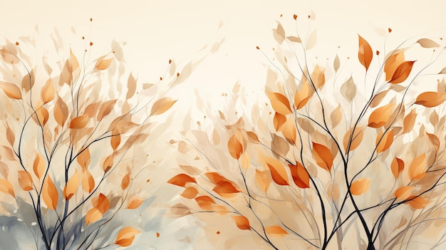 beige leafy watercolor background vector