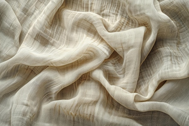 Beige linen fabric texture with folds