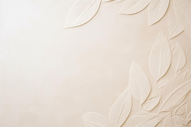 Beige minimalistic background with the texture of white leaf prints craft paper copy space ar 32 stylize 50 Job ID 61890410183543d8958a4e17a2e6f108